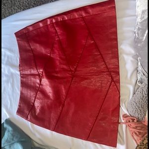 MinkPink red leather skirt